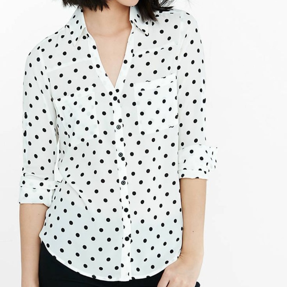 Express Portofino Polka Dot Button-Down Shirt